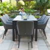 Maze Lounge Outdoor Fabric Zest Flanelle 8 Seat Rectangular Fire Pit Dining Set