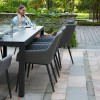 Maze Lounge Outdoor Fabric Zest Flanelle 8 Seat Rectangular Fire Pit Dining Set