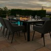 Maze Lounge Outdoor Fabric Zest Flanelle 8 Seat Rectangular Fire Pit Dining Set