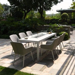 Maze Lounge Outdoor Zest Lead Chine 8 Seat Rectangular Fire Pit Dining Set Maze Lounge Outdoor Zest Lead Chine 8 Seat Rectangular Fire Pit Dining Set