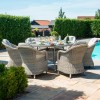 Maze Rattan Garden Furniture Oxford 6 Seat Round Fire Pit Table with Heritage Chairs