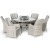 Maze Rattan Garden Furniture Oxford 6 Seat Round Fire Pit Table with Venice Chairs & Lazy Susan