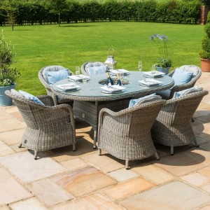 Maze Rattan Garden Oxford 6 Seat Oval Ice Bucket Dining Set with Heritage Chairs Maze Rattan Garden Oxford 6 Seat Oval Ice Bucket Dining Set with Heritage Chairs