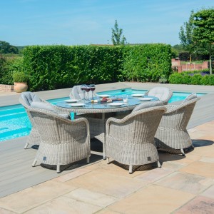 Maze Rattan Garden Furniture Oxford 6 Seat Oval Fire Pit Dining Table with Heritage Chairs Maze Rattan Garden Furniture Oxford 6 Seat Oval Fire Pit Dining Table with Heritage Chairs