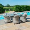 Maze Rattan Garden Furniture Oxford 6 Seat Oval Fire Pit Dining Table with Heritage Chairs