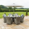 Maze Rattan Garden Furniture Oxford Round Ice Bucket Table with 8 Venice Chairs & Lazy Susan 