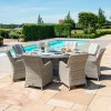 Maze Rattan Garden Furniture Oxford 8 Seat Round Fire Pit Table with Venice Chairs & Lazy Susan