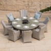 Maze Rattan Garden Furniture Oxford 8 Seat Round Fire Pit Table with Venice Chairs & Lazy Susan