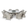 Maze Rattan Garden Furniture Oxford 8 Seat Round Fire Pit Table with Venice Chairs & Lazy Susan