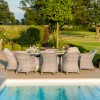 Maze Rattan Garden Furniture Oxford 8 Seat Oval Fire Pit Table & Heritage Chairs