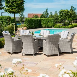 Oxford 8 Seat Oval Fire Pit Dining Set with Venice Oxford 8 Seat Oval Fire Pit Dining Set with Venice