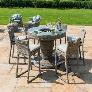 Maze Rattan Garden Furniture Oxford 6 Seat Round Bar Set with Ice Bucket  