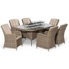 Maze Rattan Garden Furniture Winchester 6 Seat Oval Fire Pit Table with Venice Chairs