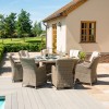 Maze Rattan Garden Furniture Winchester 8 Seat Round Fire Pit Table with Venice Chairs & Lazy Susan