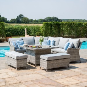 Maze Rattan Garden Furniture Oxford Royal Corner Bench Set with Rising Table Maze Rattan Garden Furniture Oxford Royal Corner Bench Set with Rising Table