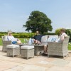 Maze Rattan Garden Furniture Oxford Venice Sofa Dining Set with Ice Bucket & Rising Table