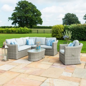 Maze Rattan Garden Furniture Oxford Small Group Corner Sofa Set with Chair Maze Rattan Garden Furniture Oxford Small Group Corner Sofa Set with Chair