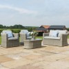 Maze Rattan Garden Furniture Oxford Grey 2 Seater Sofa Set with Armchairs & Coffee Table