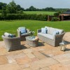 Maze Rattan Garden Furniture Oxford Grey 3 Seater Sofa Set with Armchairs & Coffee Table