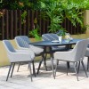 Maze Lounge Outdoor Fabric Zest 6 Seat Oval Dining Set in Flanelle