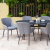 Maze Lounge Outdoor Fabric Zest 6 Seat Oval Dining Set in Flanelle