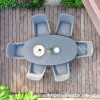 Maze Lounge Outdoor Fabric Zest 6 Seat Oval Dining Set in Flanelle