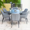 Maze Lounge Outdoor Fabric Zest 6 Seat Oval Dining Set in Flanelle