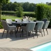 Maze Lounge Outdoor Fabric Zest 8 Seat Oval Dining Set in Flanelle