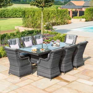 Maze Rattan Garden Furniture Victoria 8 Seat Rectangular Dining Set with Square Chairs Maze Rattan Garden Furniture Victoria 8 Seat Rectangular Dining Set with Square Chairs
