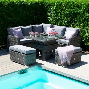 Maze Rattan Garden Victoria Corner Bench Set with Rising Table Maze Rattan Garden Victoria Corner Bench Set with Rising Table
