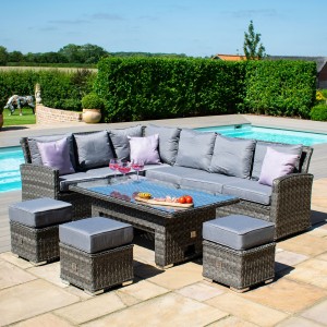 Maze Rattan Garden Furniture Victoria Corner Dining Set with Rising Table Maze Rattan Garden Furniture Victoria Corner Dining Set with Rising Table
