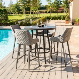 Maze Lounge Outdoor Fabric Regal 4 Seat Round Bar Set in Flanelle Maze Lounge Outdoor Fabric Regal 4 Seat Round Bar Set in Flanelle