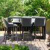 Maze Lounge Outdoor Fabric Regal 6 Seat Rectangular Bar Set in Flanelle