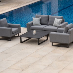 Maze Lounge Outdoor Fabric Ethos 2 Seat Sofa Set in Flanelle Maze Lounge Outdoor Fabric Ethos 2 Seat Sofa Set in Flanelle