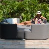 Maze Lounge Outdoor Fabric Snug Lifestle Suite with Rising Table in Flanelle