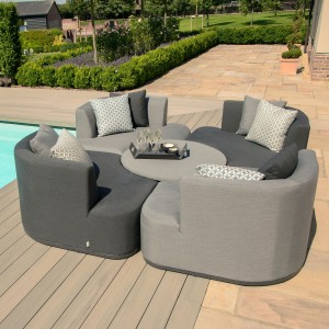 Maze Lounge Outdoor Fabric Snug Lifestle Suite with Rising Table in Flanelle Maze Lounge Outdoor Fabric Snug Lifestle Suite with Rising Table in Flanelle