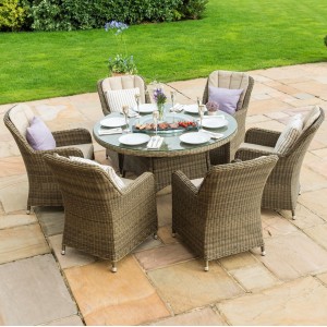 Maze Rattan Garden Furniture Winchester Round Table with 6 Venice Chairs & Ice Bucket 