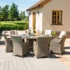 Maze Rattan Garden Furniture Winchester 8 Seat Round Fire Pit Table with Venice Chairs & Lazy Susan