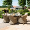 Maze Rattan Garden Furniture Winchester 6 Seat Oval Fire Pit Table with Heritage Chairs