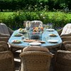 Maze Rattan Garden Furniture Winchester 6 Seat Oval Fire Pit Table with Heritage Chairs