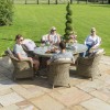 Maze Rattan Garden Furniture Winchester 6 Seat Oval Dining Set with Heritage Chairs & Ice Bucket