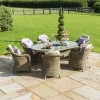 Maze Rattan Garden Furniture Winchester 6 Seat Oval Dining Set with Heritage Chairs & Ice Bucket