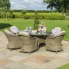 Maze Rattan Garden Furniture Winchester 6 Seat Oval Dining Set with Heritage Chairs & Ice Bucket