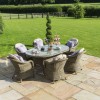 Maze Rattan Garden Furniture Winchester 6 Seat Oval Dining Set with Heritage Chairs & Ice Bucket