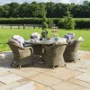 Maze Rattan Garden Furniture Winchester 6 Seat Oval Dining Set with Heritage Chairs & Ice Bucket