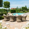 Maze Rattan Garden Furniture Winchester 8 Seat Oval Dining Set with Heritage Chairs & Fire Pit