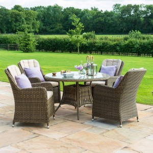 Maze Rattan Garden Furniture Winchester Venice 4 Seat Round Dining Set 