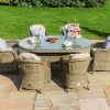 Maze Rattan Garden Furniture Winchester 6 Seat Oval Dining Set with Heritage Chairs & Ice Bucket