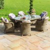 Maze Rattan Garden Furniture Winchester 6 Seat Oval Dining Set with Heritage Chairs & Ice Bucket