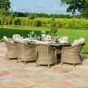 Maze Rattan Garden Furniture Winchester 8 Seat Oval Dining Set with Heritage Chairs & Fire Pit